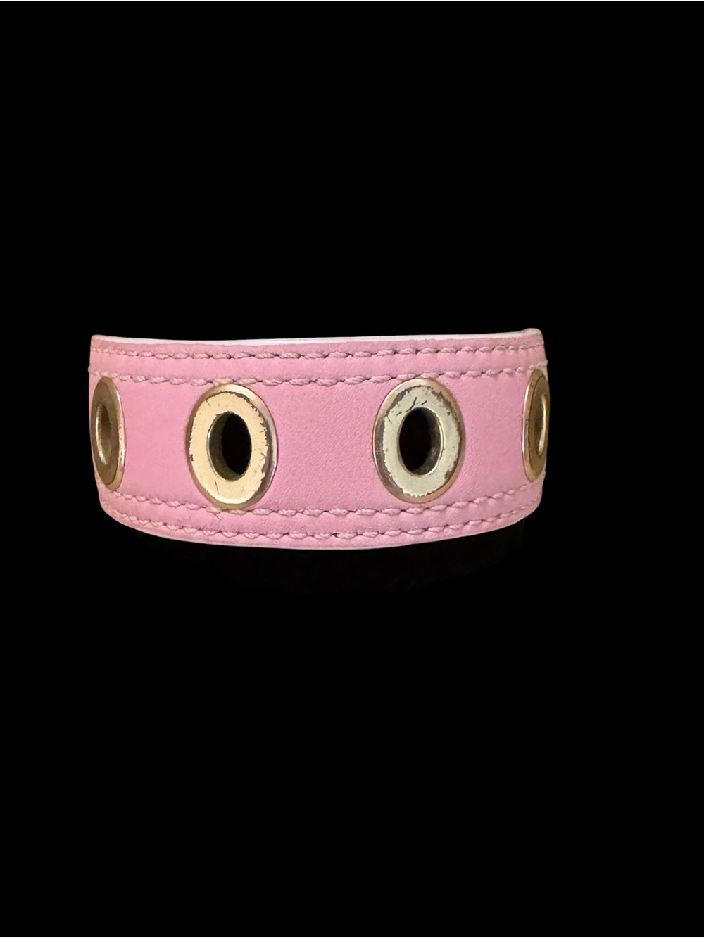 Coach Pink Leather Bangle with Goldtone Grommets - Picture 2 of 4